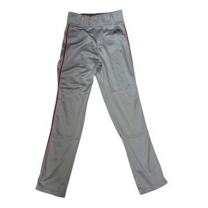 Rawlings Youth Grey Baseball Pants with Red Piping Semi-Relaxed Fit Size Small